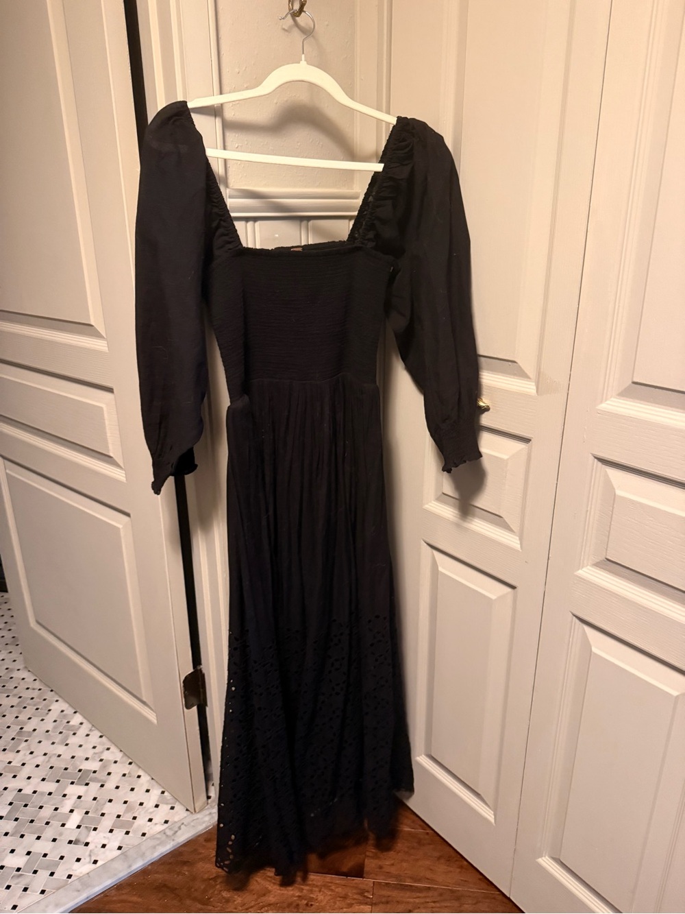 Free People Perfect Storm Midi Dress Puff Sleeve Lace, Black, Small - Picture 6 of 8